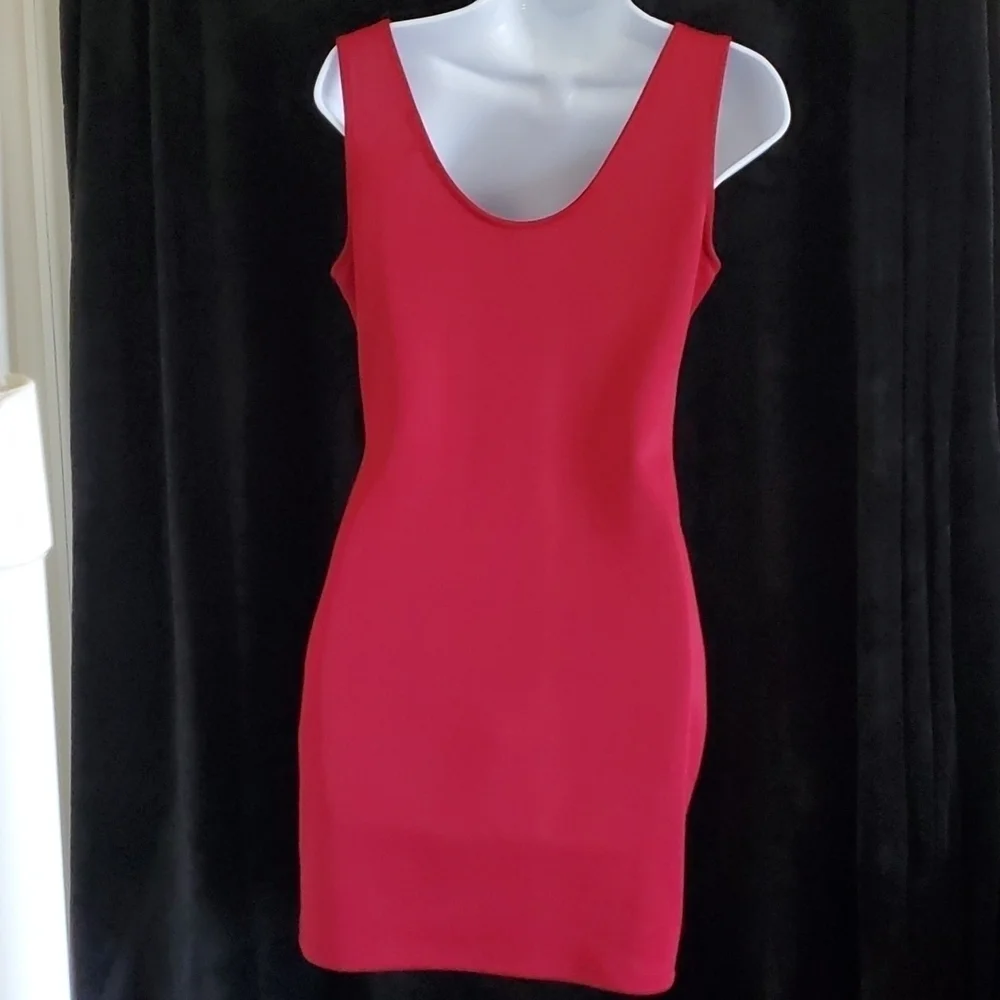 Charlotte Russe Red With Black Sheer Mini Dress Women's Size L Like New - Picture 4 of 5